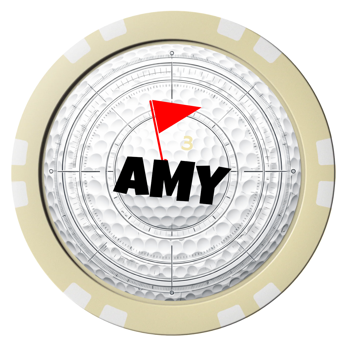 Ball Marcus Jr. Composite Poker Chips - Ivory / Double Stripe - Front