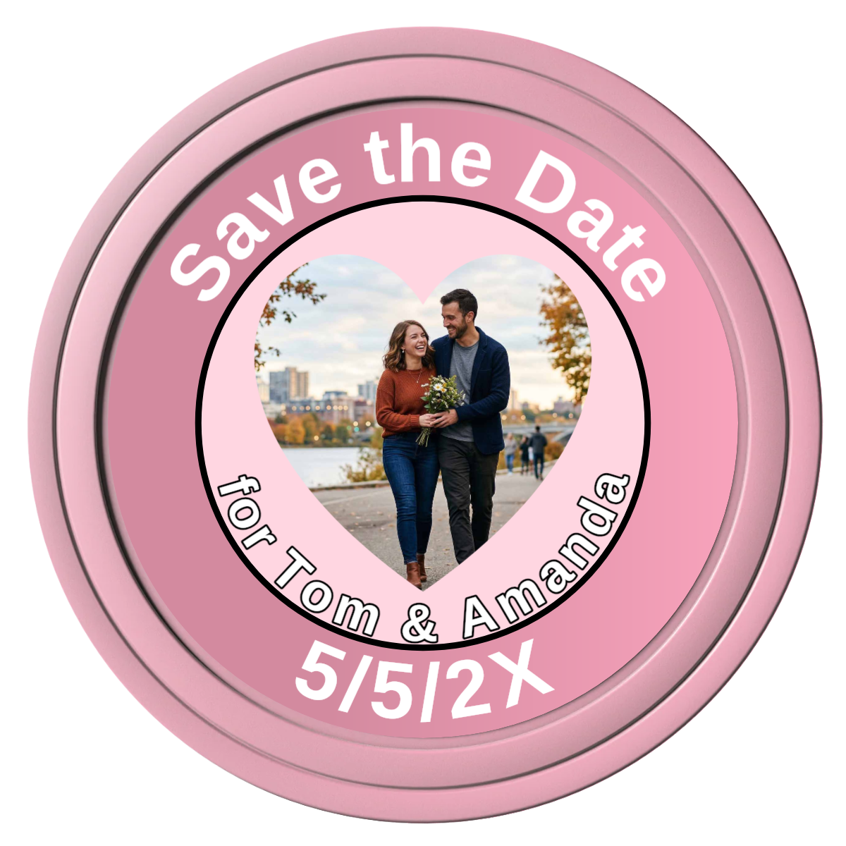 Save the Date #01 Composite Poker Chips - Pink / Solid - Front