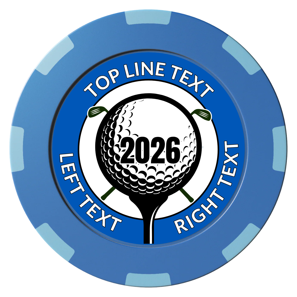 Tee it up Clay Poker Chips - Blue / 8 Spot (2 Tone) / 40mm - Front