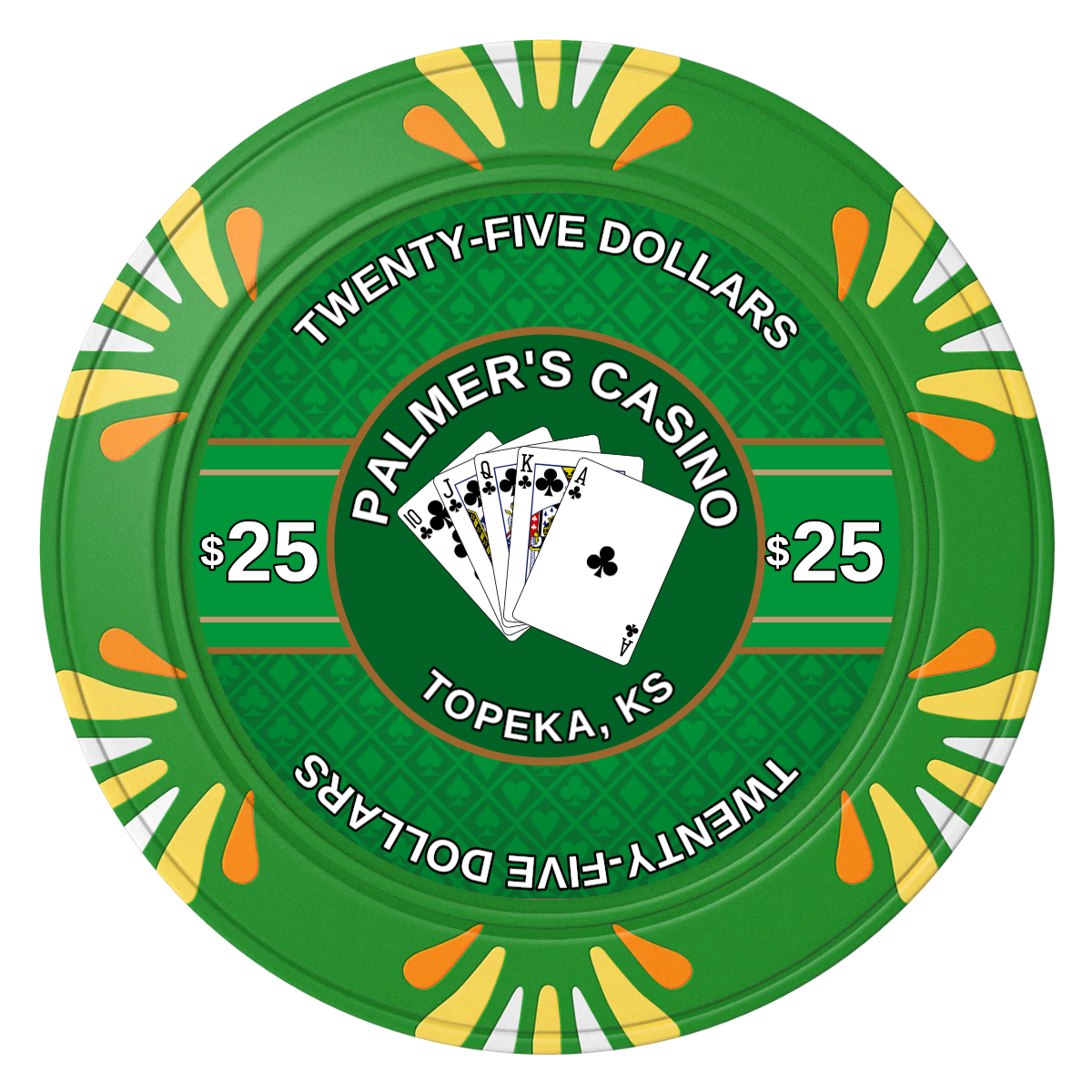 Palmer's Casino Clay Poker Chips - Green / Macau / 40mm - Front