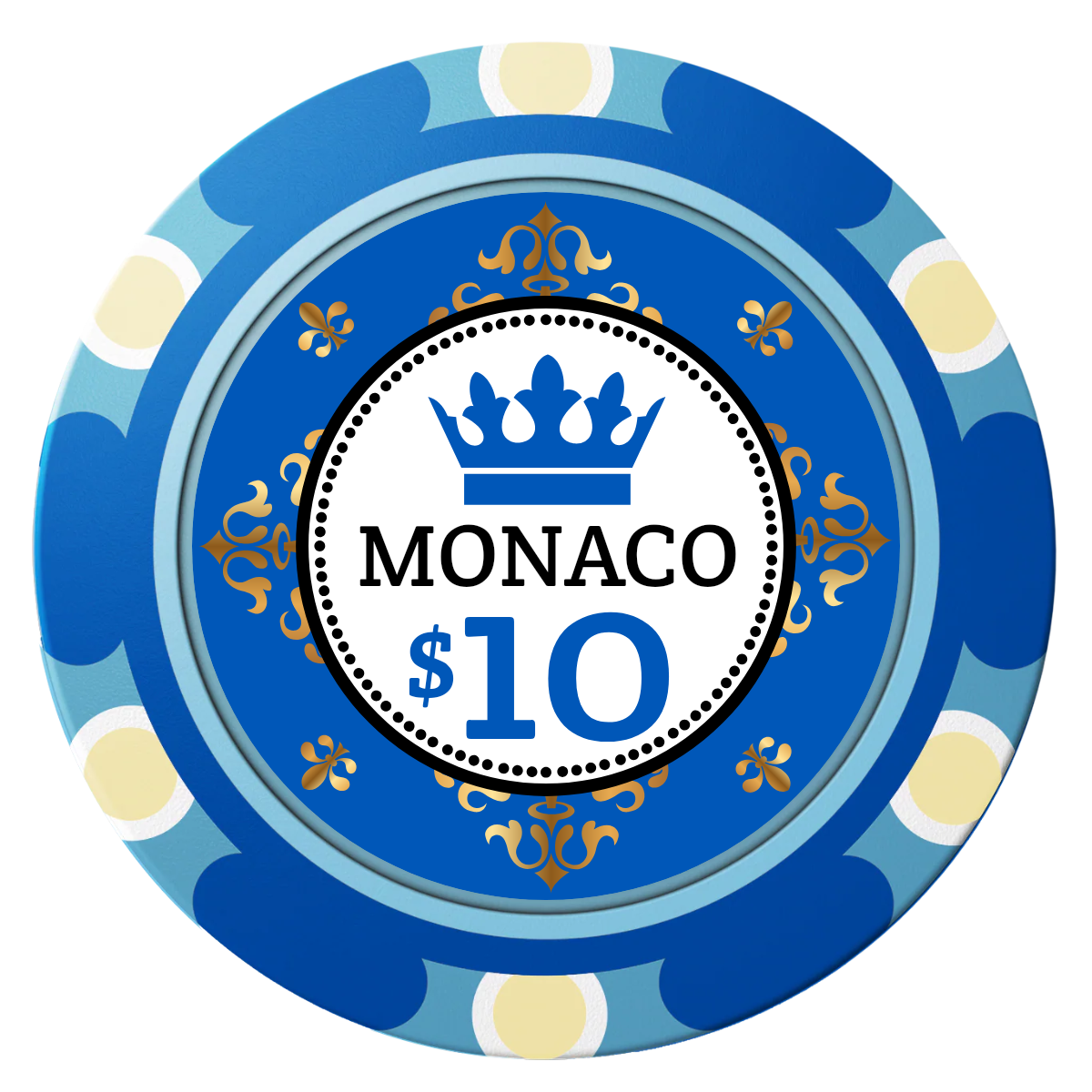 Monaco #001 Clay Poker Chips - Blue / Monte Carlo / 40mm - Front