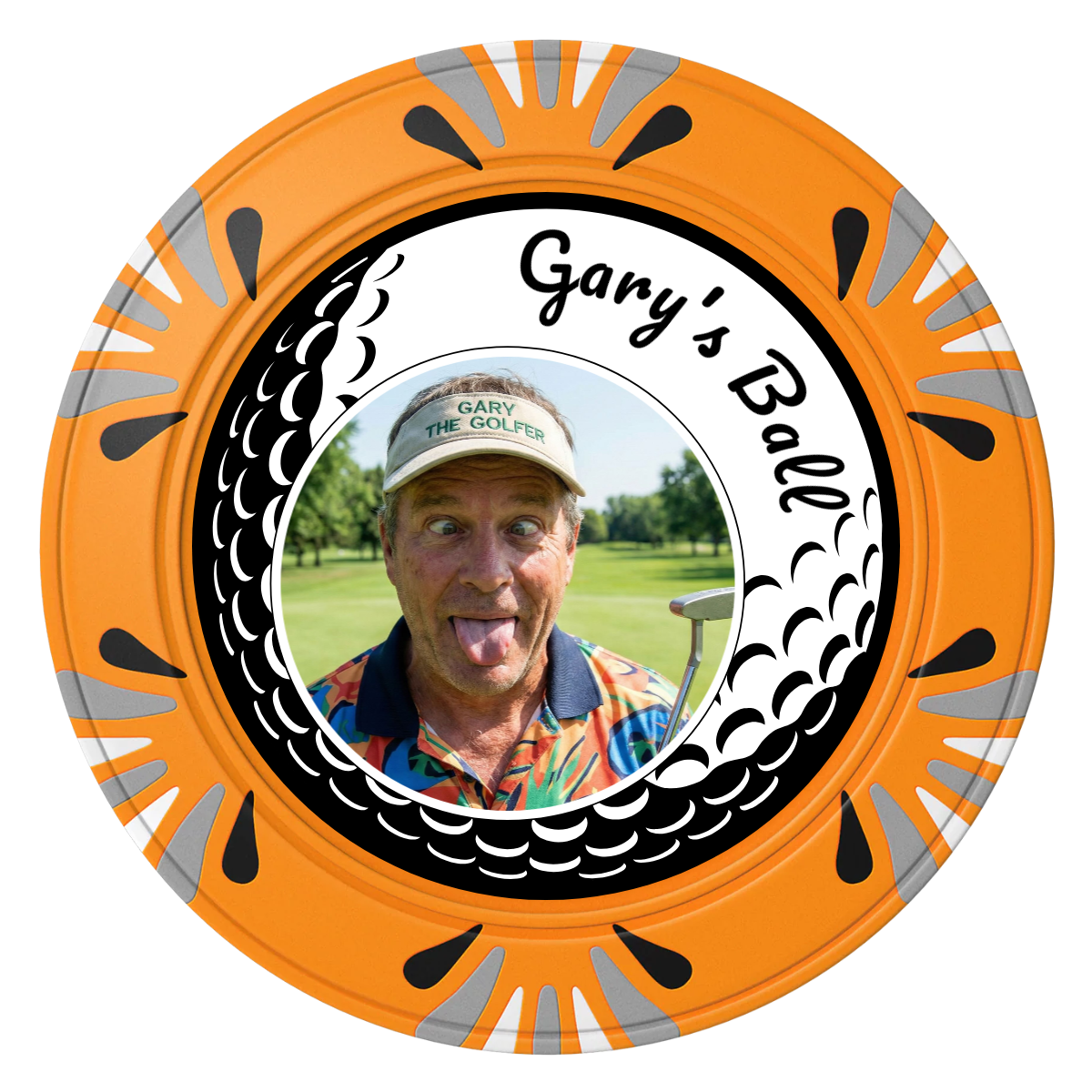 Gary's Ball Clay Poker Chips - Orange / Macau / 40mm - Front