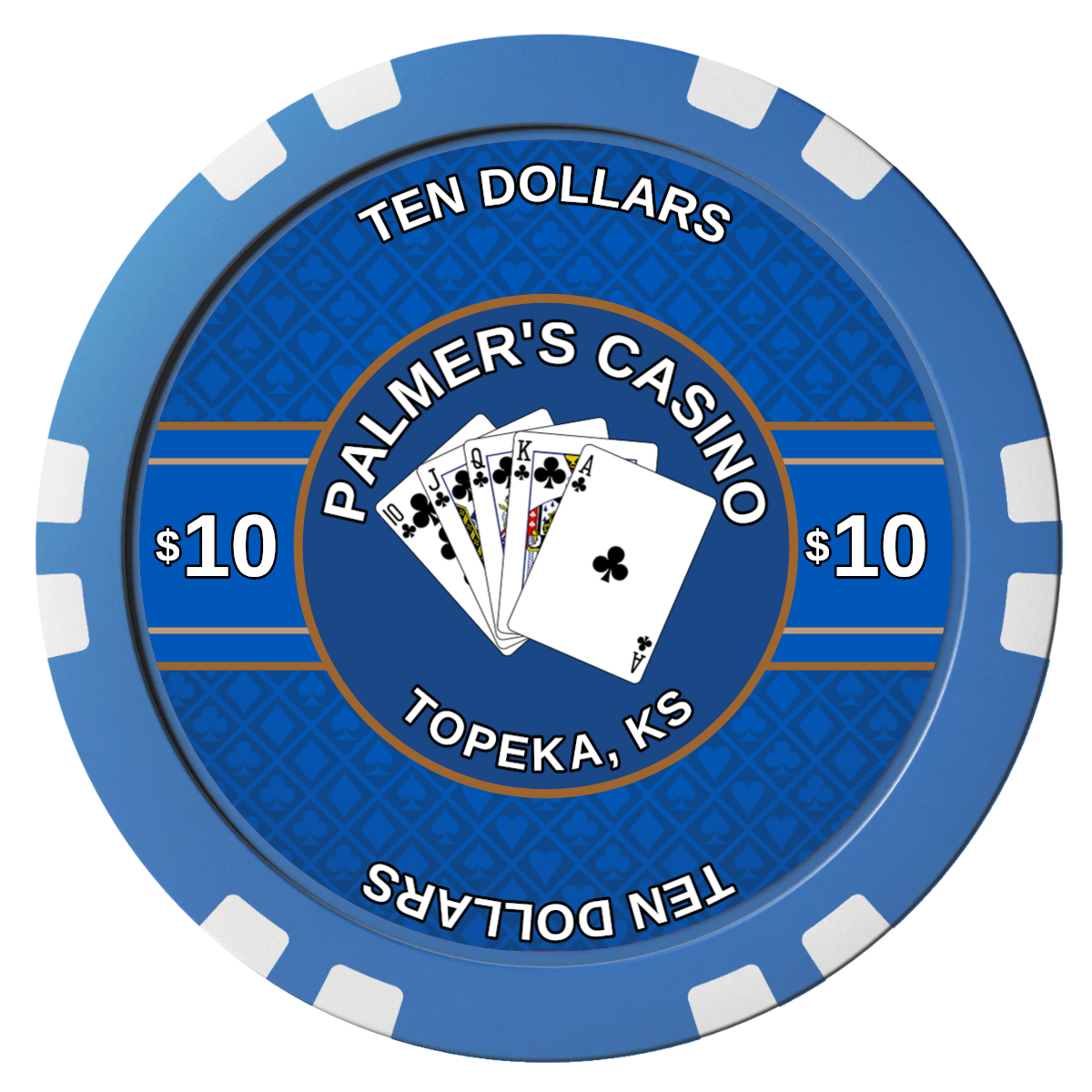 Palmer's Casino Composite Poker Chips - Blue / Double Stripe - Front