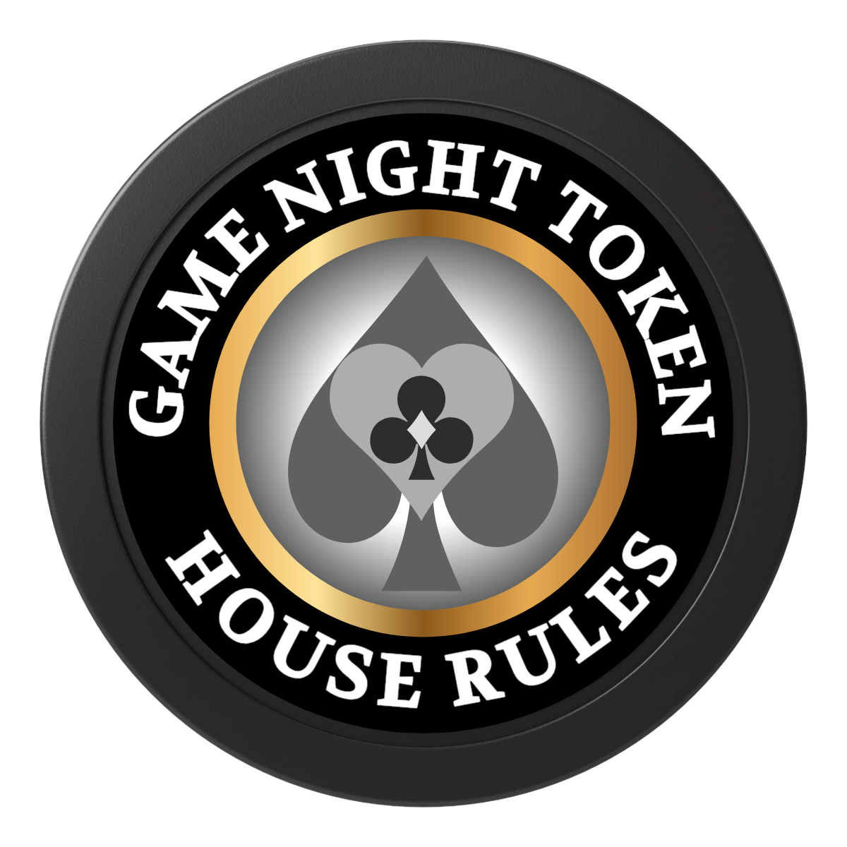 Stacked Suits 2" Oversized Poker Chips - Black - Back