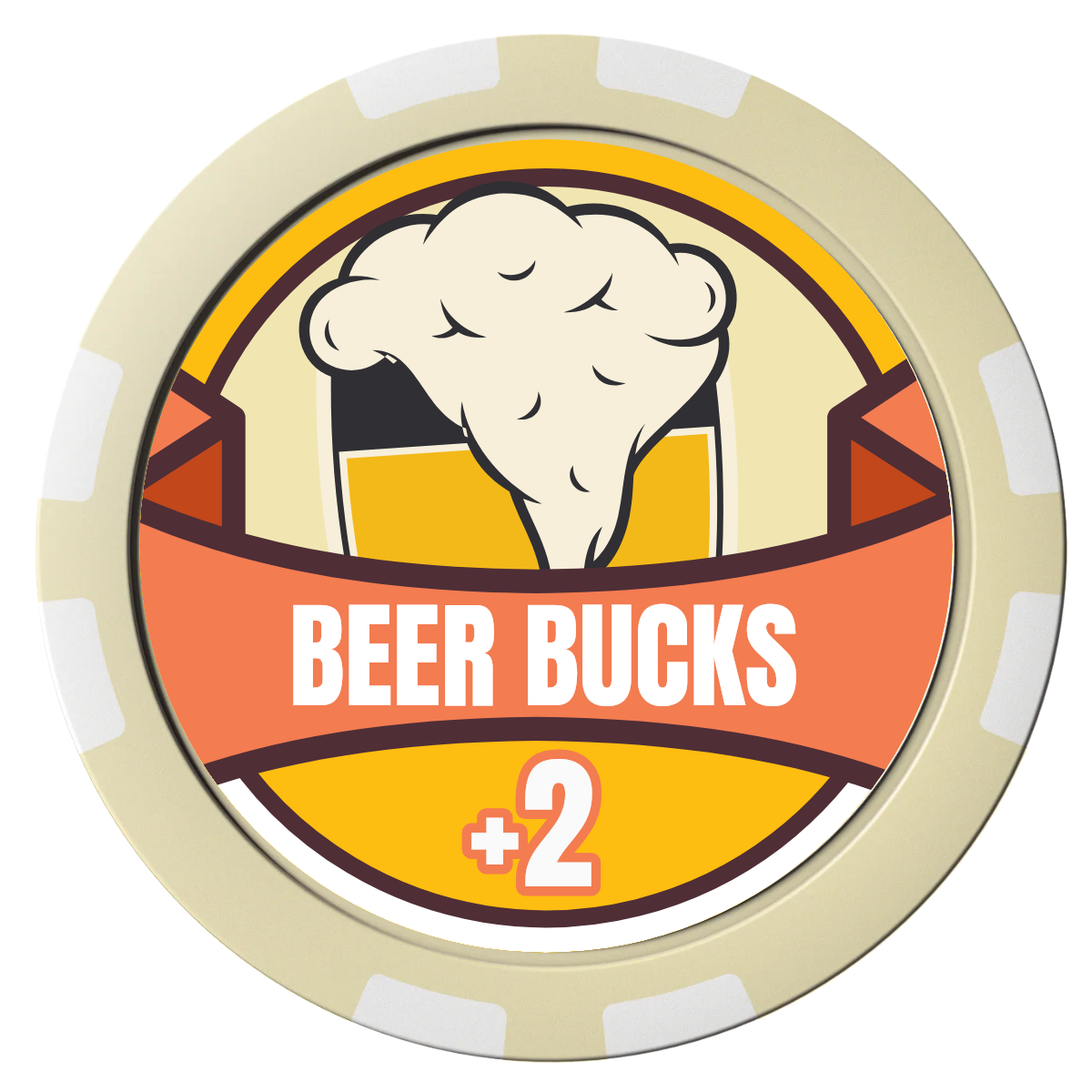 Banner Brew Composite Poker Chips - Ivory / 8 Stripe - Front