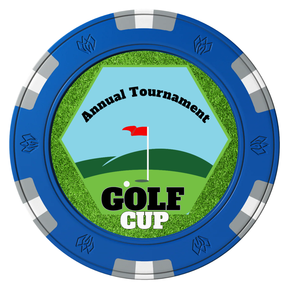 Golf Cup Clay Poker Chips - Blue / 6 Spot Gem / 40mm - Front