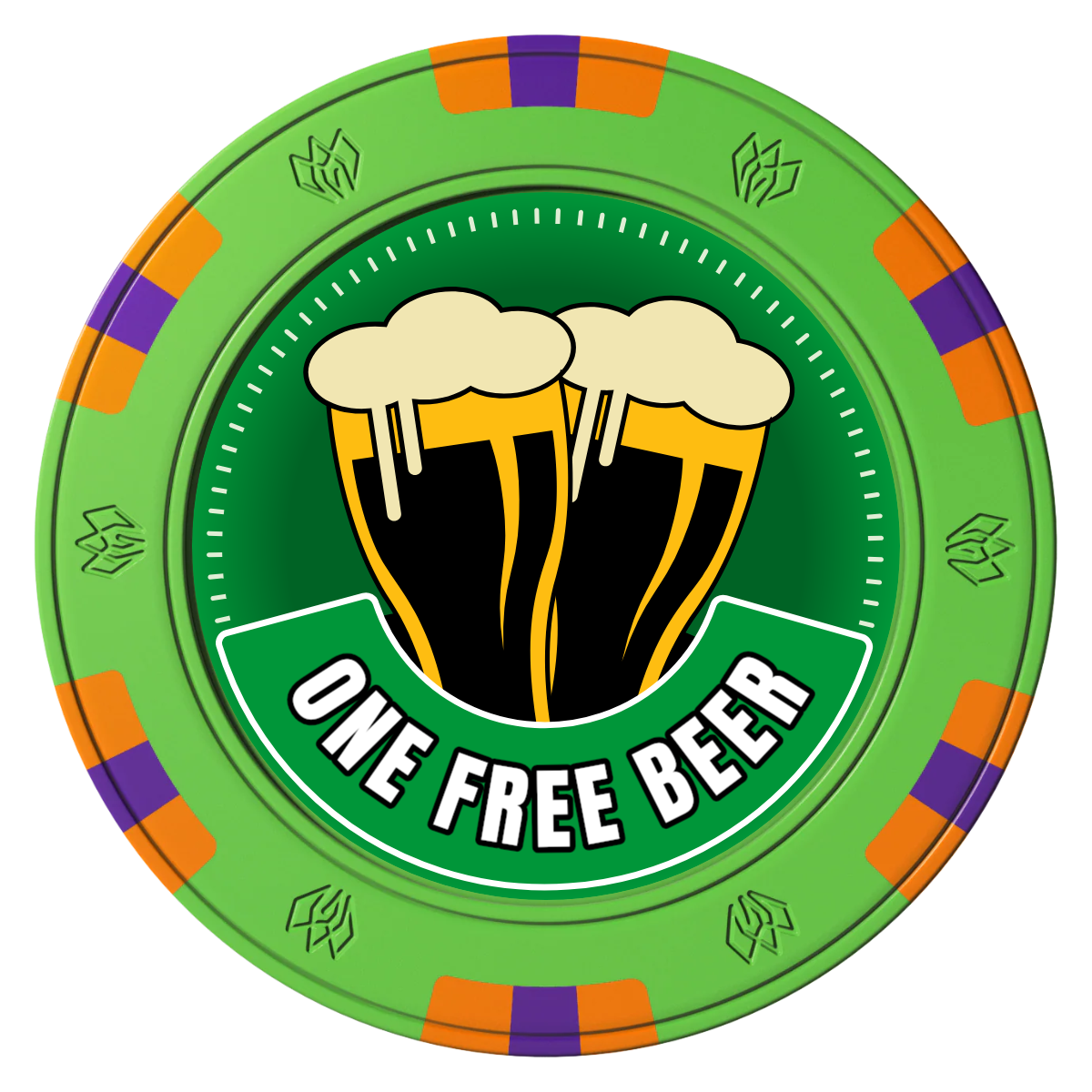 Double Pint 2 Clay Poker Chips - Green / 6 Spot Gem / 40mm - Front