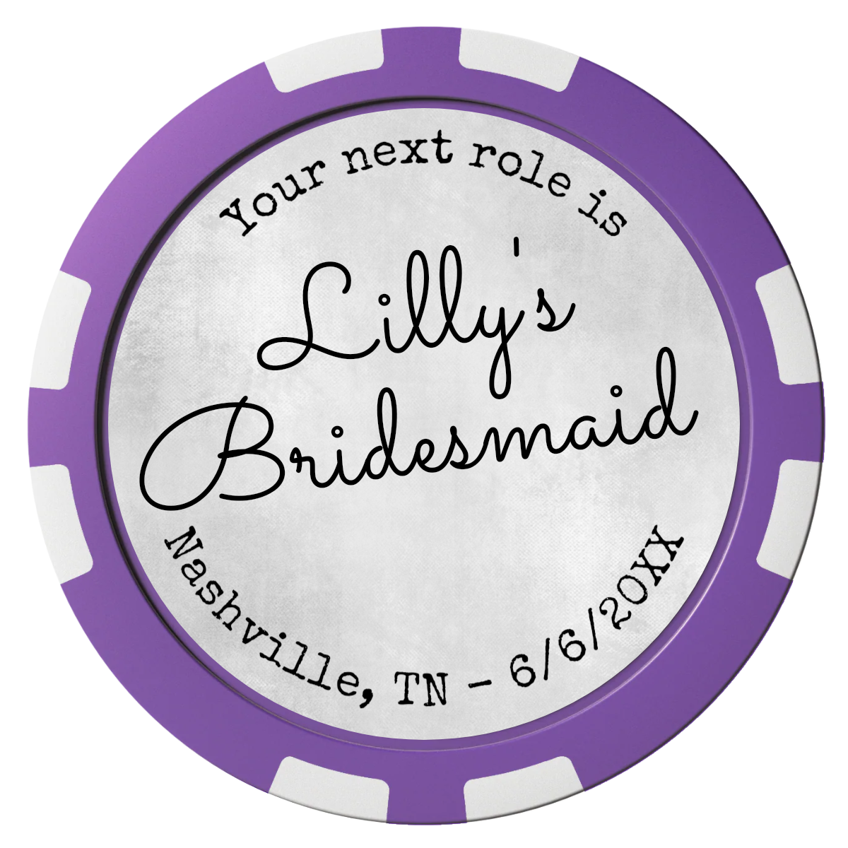 Be My Bridesmaid Simple Composite Poker Chips - Purple / 8 Stripe - Front