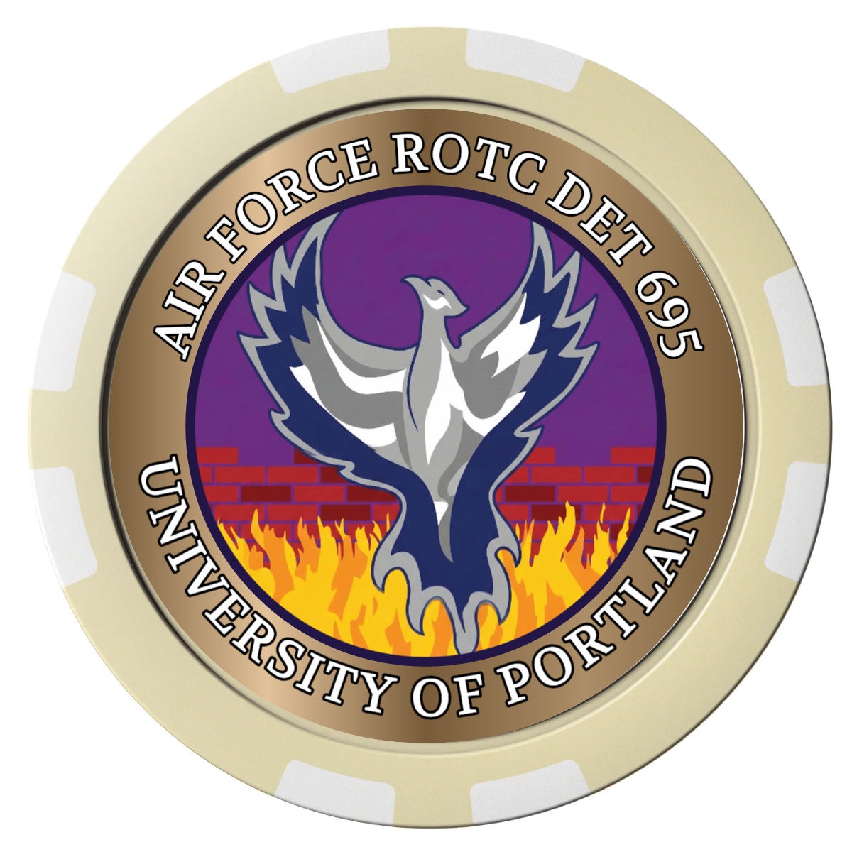 Air Force ROTC Det 695 Composite Poker Chips - Ivory / 8 Stripe - Front