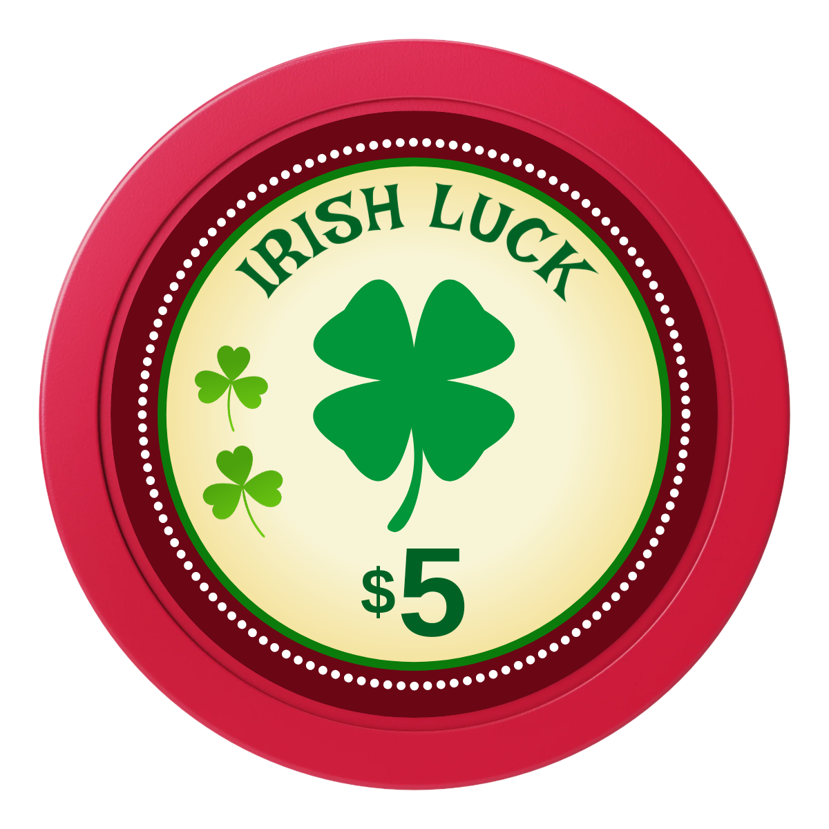 Irish Luck 2" Oversized Poker Chips - Red - Back