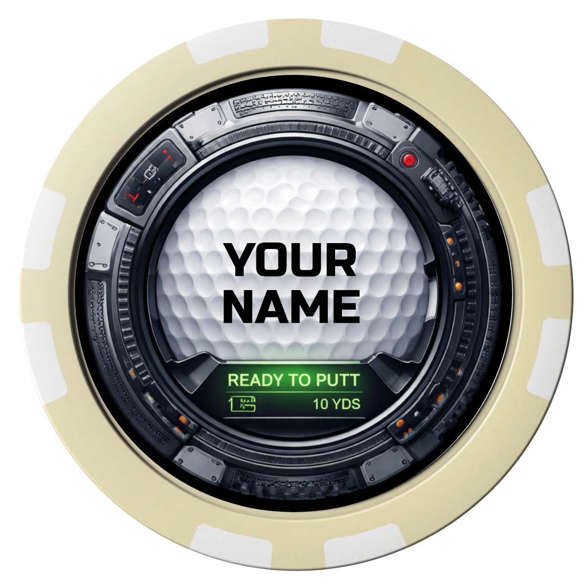 Auto Marked IV Composite Poker Chips - Ivory / 8 Stripe - Front