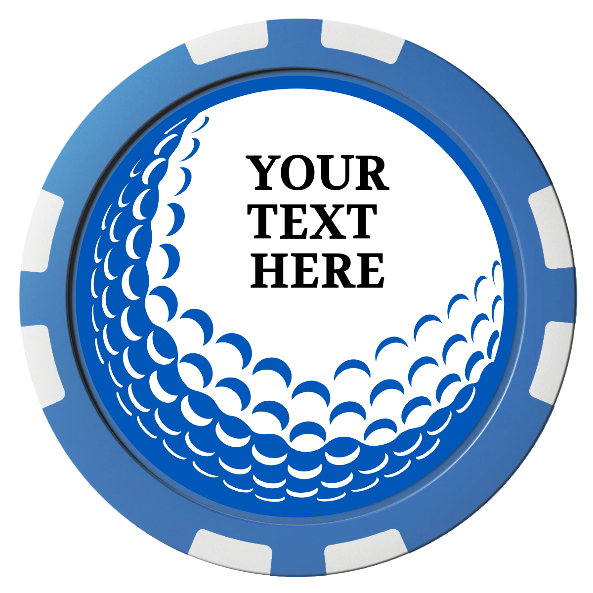 Hole In One Composite Poker Chips - Blue / 8 Stripe - Front