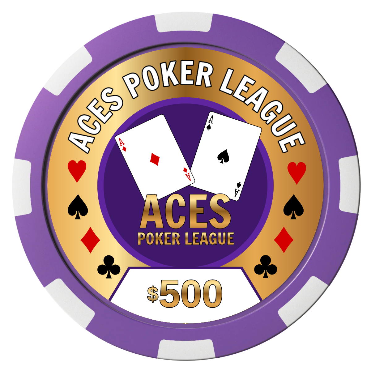 Aces Poker League Composite Poker Chips - Purple / 8 Spot - Front