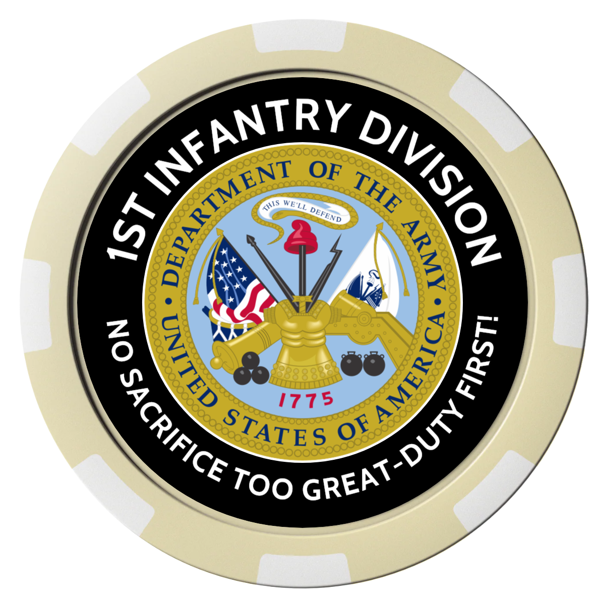 1st Infantry Division Magnetic Composite Poker Chips - Ivory / 8 Spot - Back