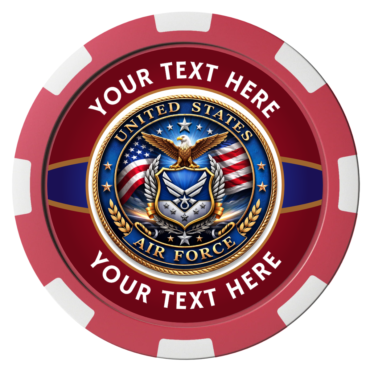 Air Force Magnetic Composite Poker Chips - Red / 8 Spot - Front