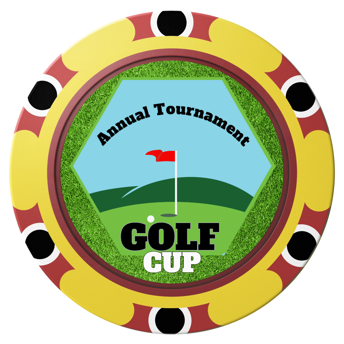 Golf Cup Clay Poker Chips - Yellow / Monte Carlo / 40mm - Front