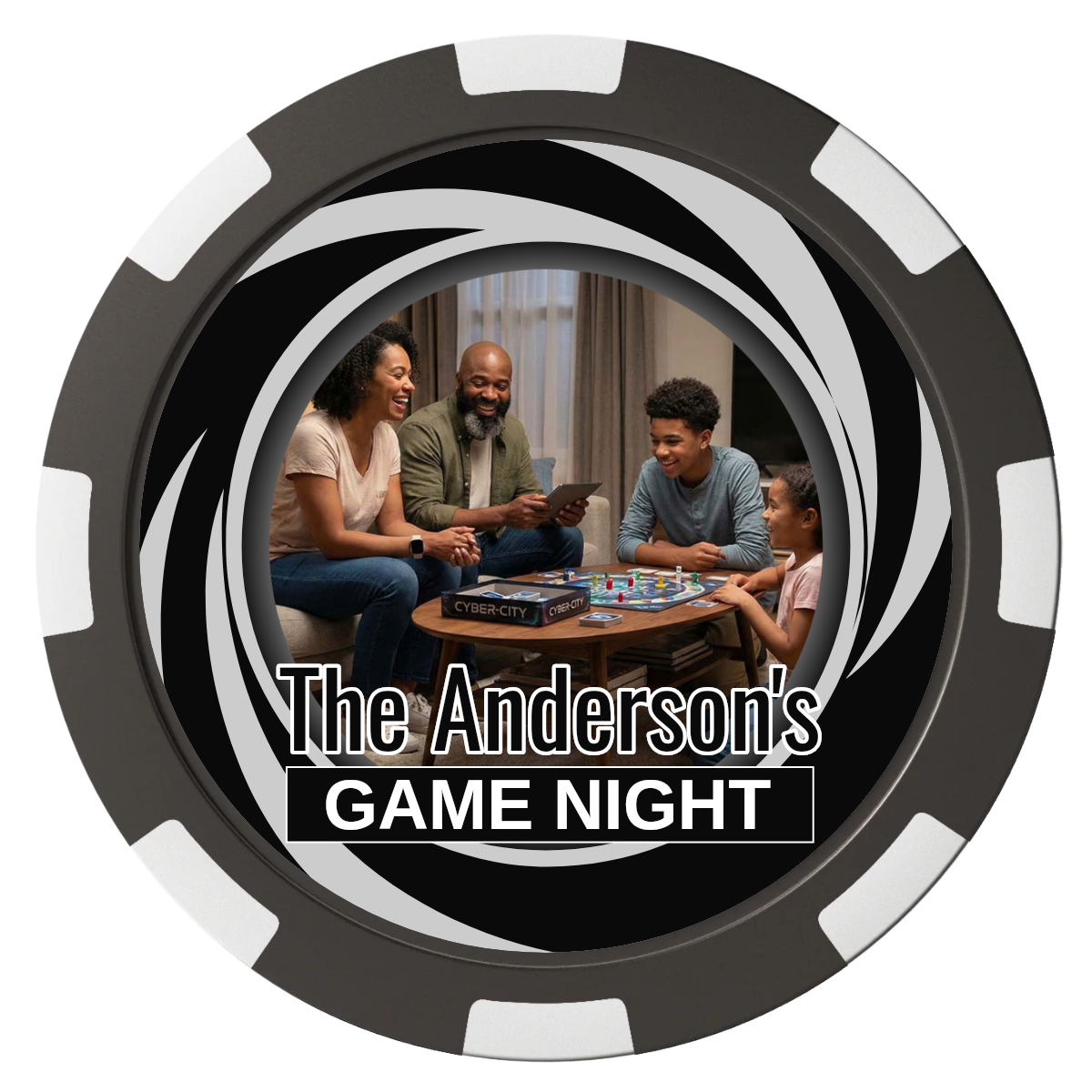 Anderson's Game Night Magnetic Composite Poker Chips - Black / 8 Spot - Front