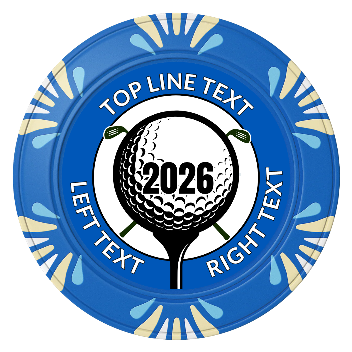 Tee it up Clay Poker Chips - Blue / Macau / 40mm - Back