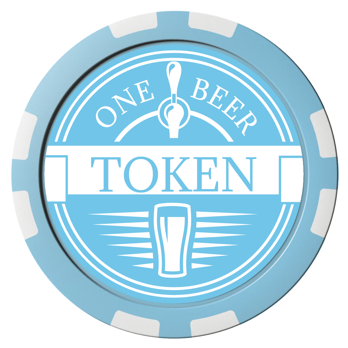 Tap Out Composite Poker Chips - Light Blue / 8 Stripe - Front