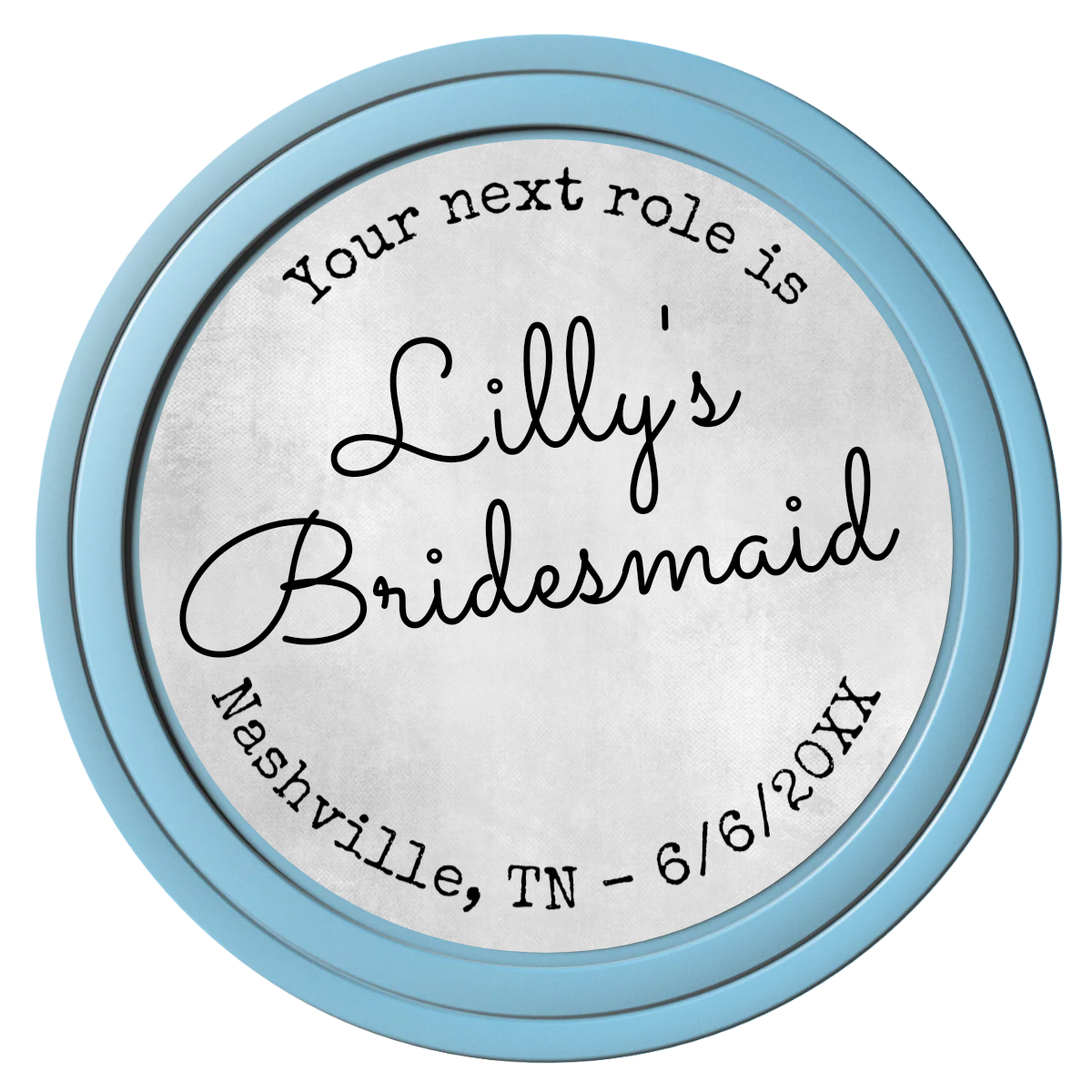 Be My Bridesmaid Simple Composite Poker Chips - Light Blue / Solid - Front