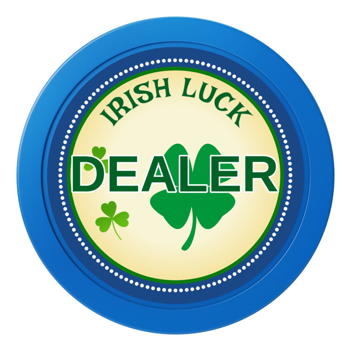 Irish Luck 2" Composite Dealer Button - Blue - Front