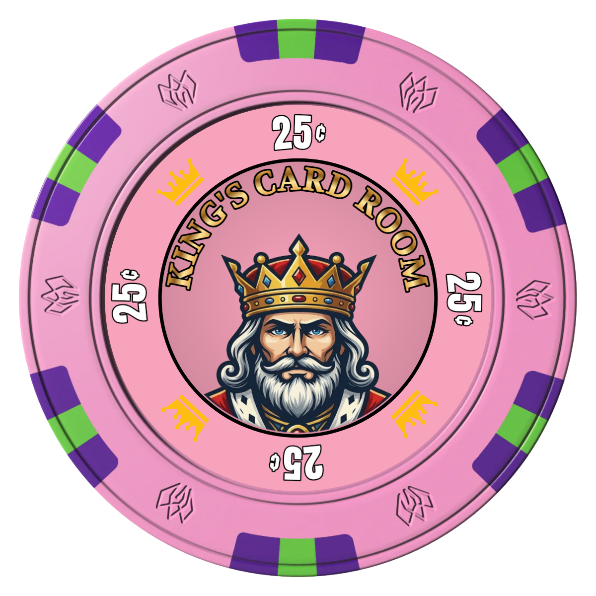Kings Clay Poker Chips - Pink / 6 Spot Gem / 43mm - Front