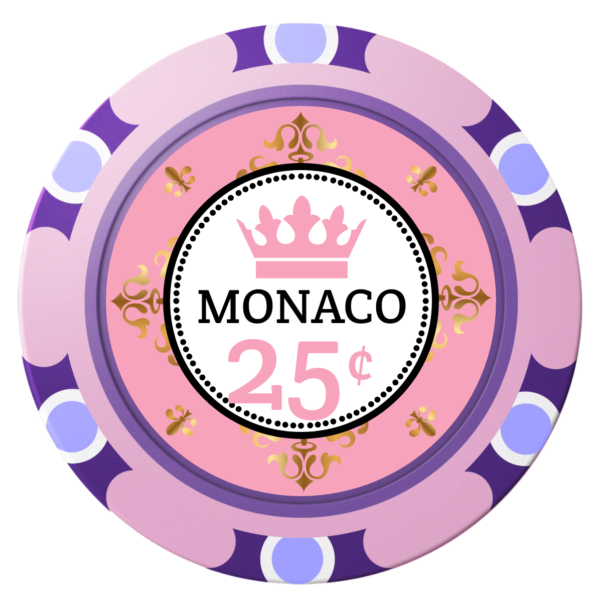Monaco #001 Clay Poker Chips - Pink / Monte Carlo / 40mm - Front
