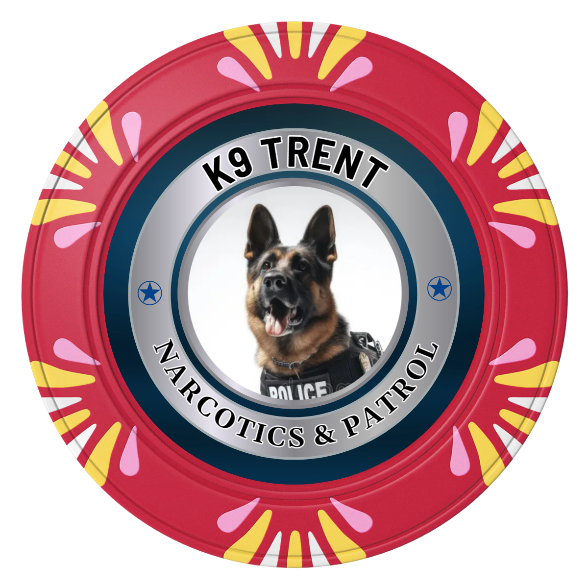 K-9 Trent Clay Poker Chips - Red / Macau / 40mm - Front