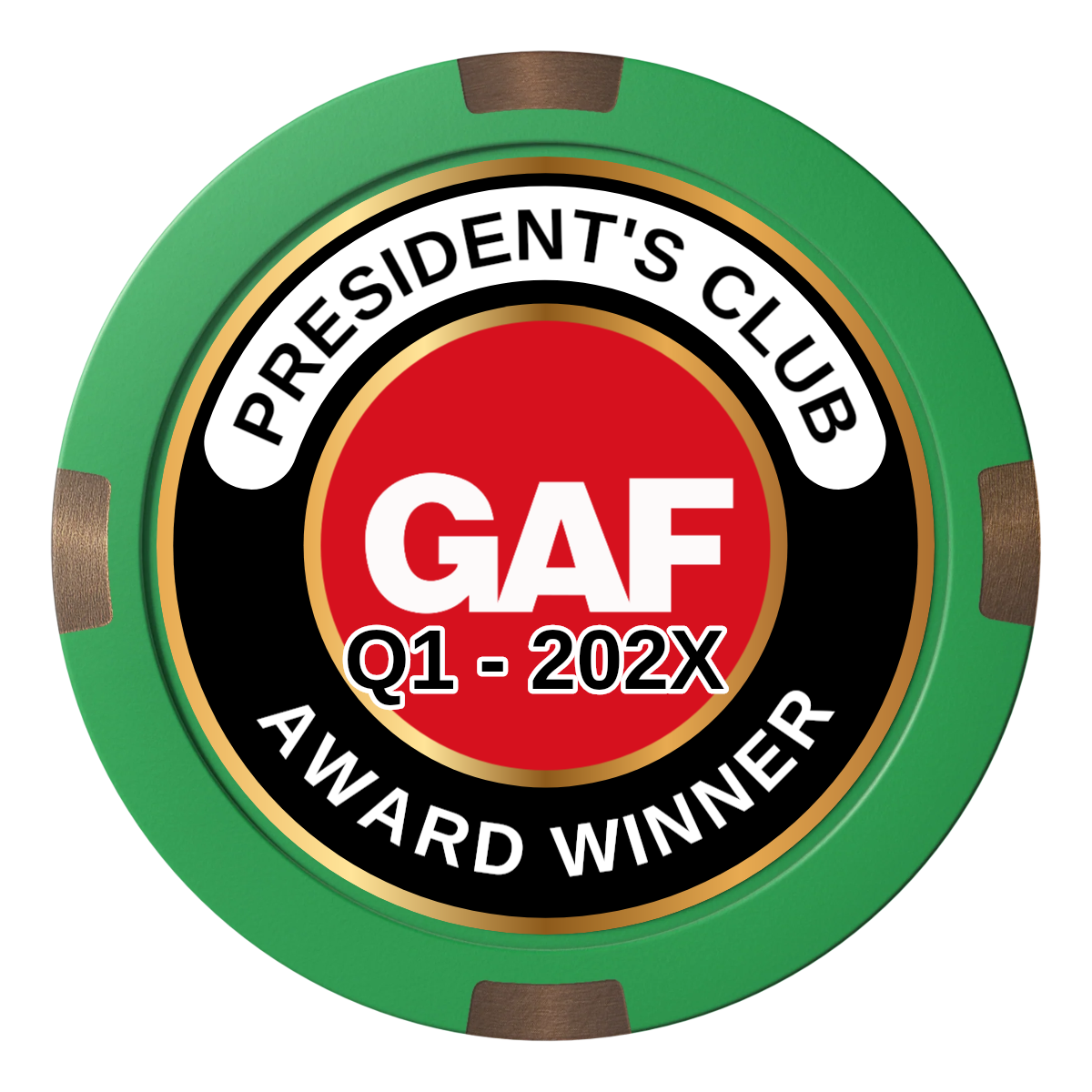 President's Club Composite & Metal Hybrid Poker Chips - Green - Front