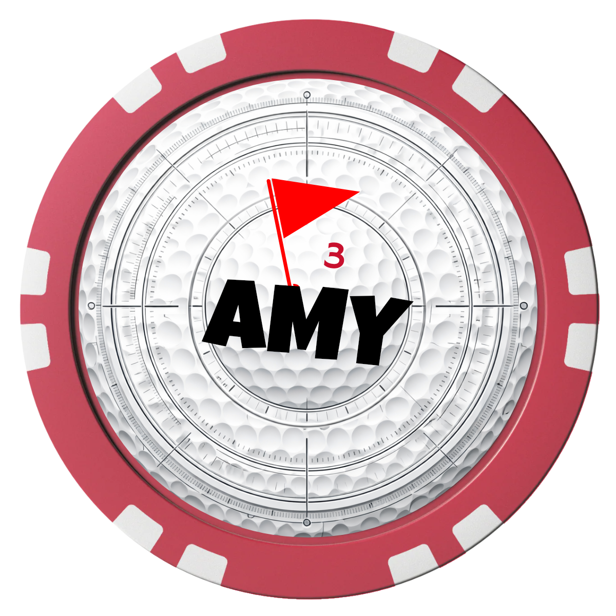 Ball Marcus Jr. Composite Poker Chips - Red / Double Stripe - Front