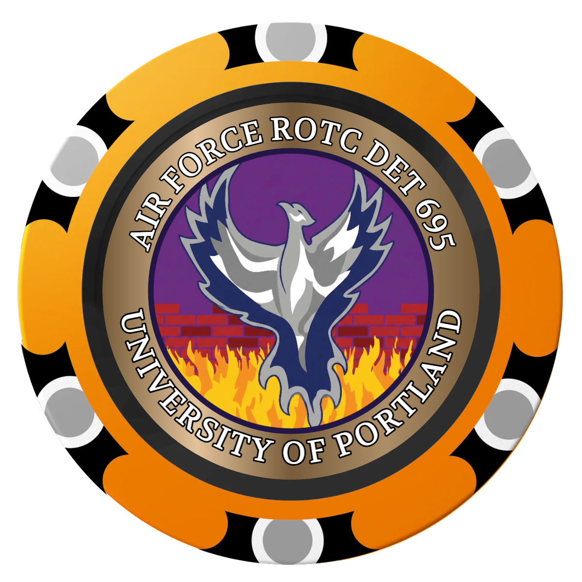 Air Force ROTC Det 695 Clay Poker Chips - Orange / Monte Carlo / 40mm - Front
