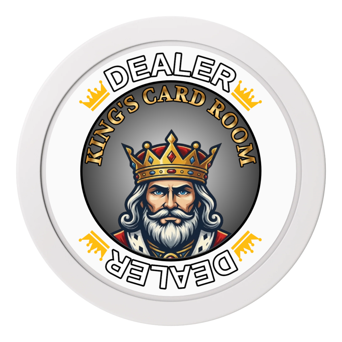 Kings 2" Composite Dealer Button - White - Front