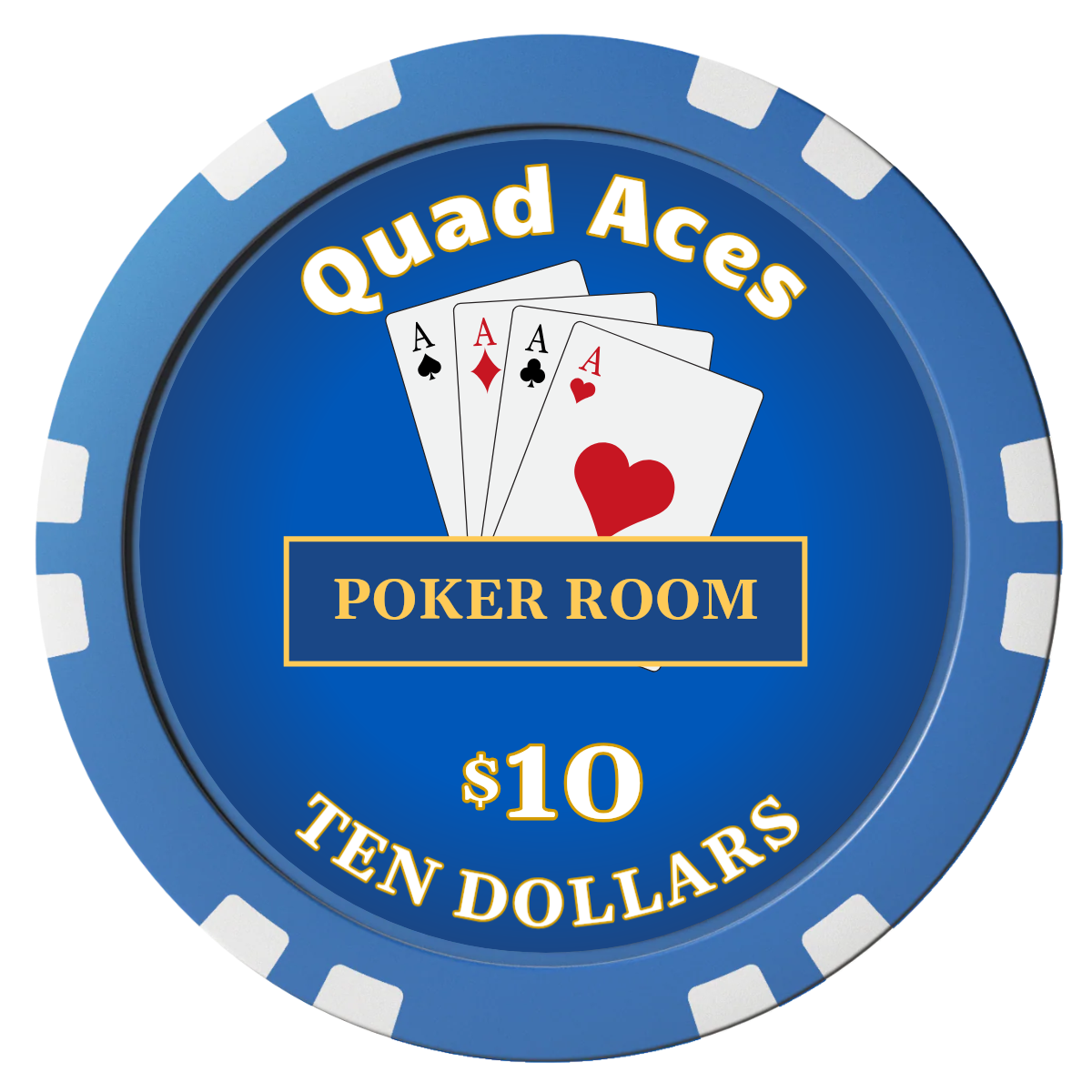 Quad Aces Composite Poker Chips - Blue / Double Stripe - Front