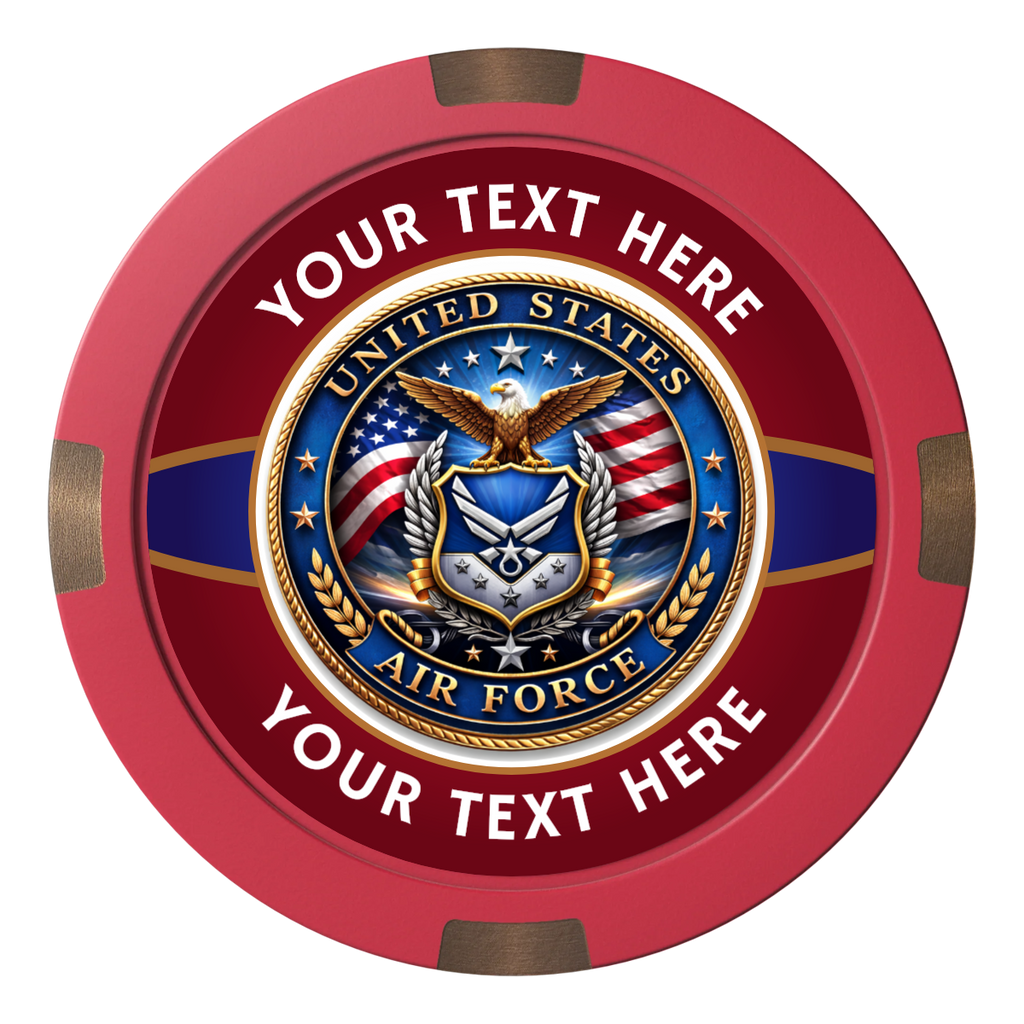 Air Force Composite & Metal Hybrid Poker Chips - Red - Front