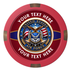 Air Force Composite & Metal Hybrid Poker Chips - Red - Front