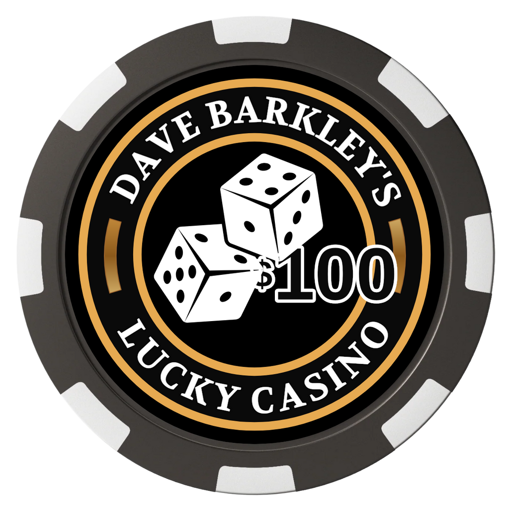 Dave's Lucky Casino Composite Poker Chips - Black / 8 Spot - Front