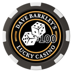 Dave's Lucky Casino Composite Poker Chips - Black / 8 Spot - Front