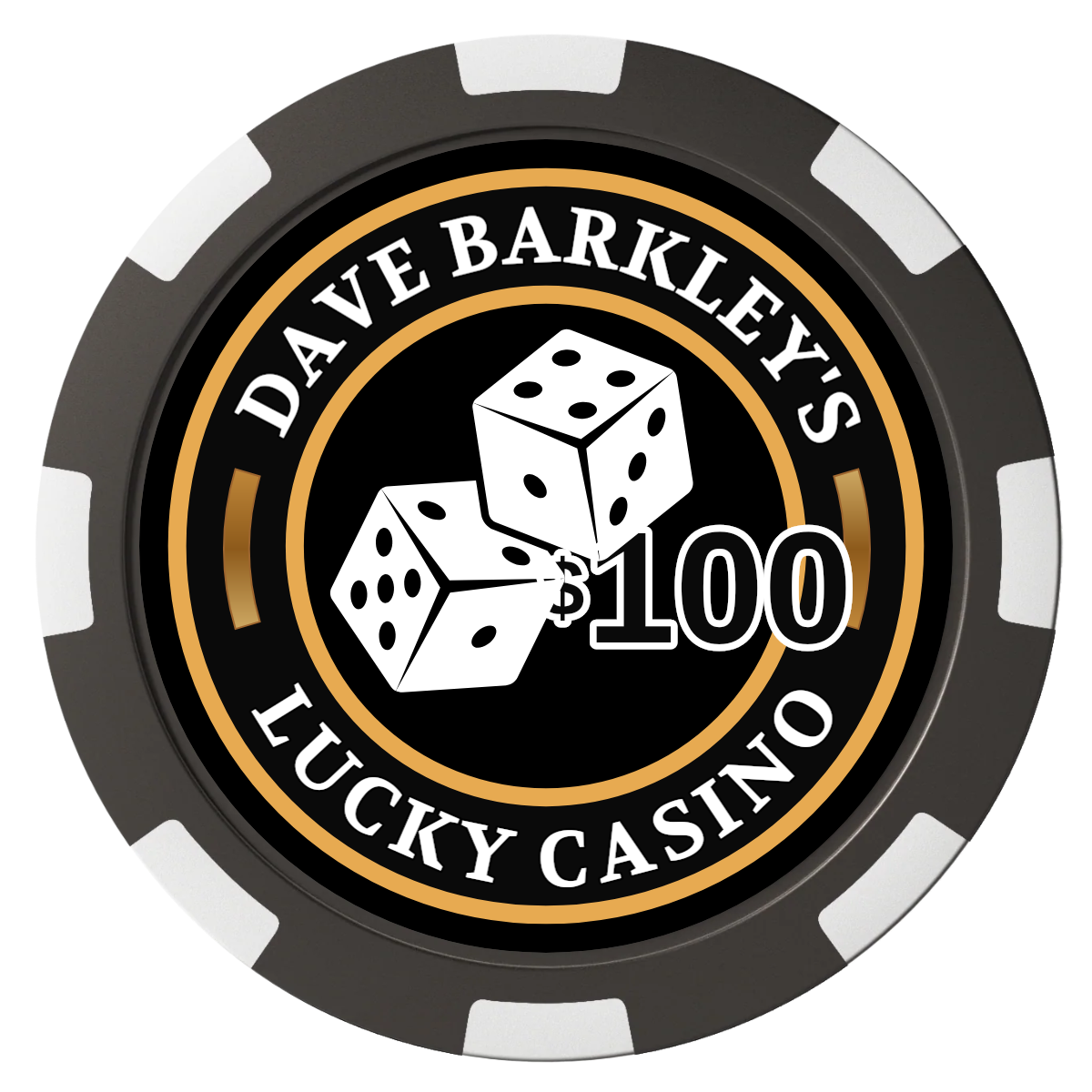 Dave's Lucky Casino Composite Poker Chips - Black / 8 Spot - Front