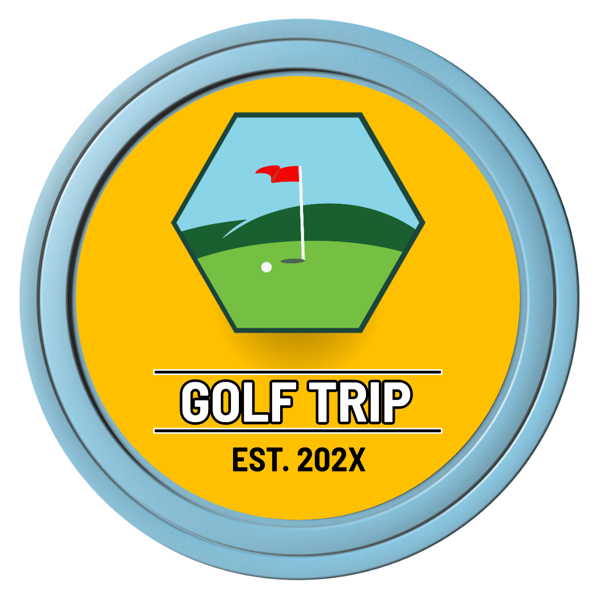 Golf Trip #001 Composite Poker Chips - Light Blue / Solid - Front