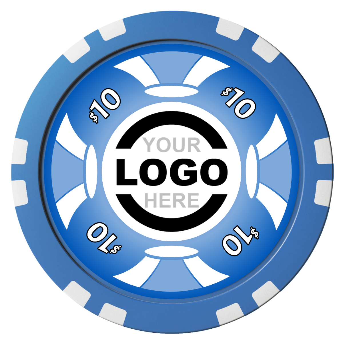 Alan Baker 4-2S A Composite Poker Chips - Blue / Double Stripe - Front