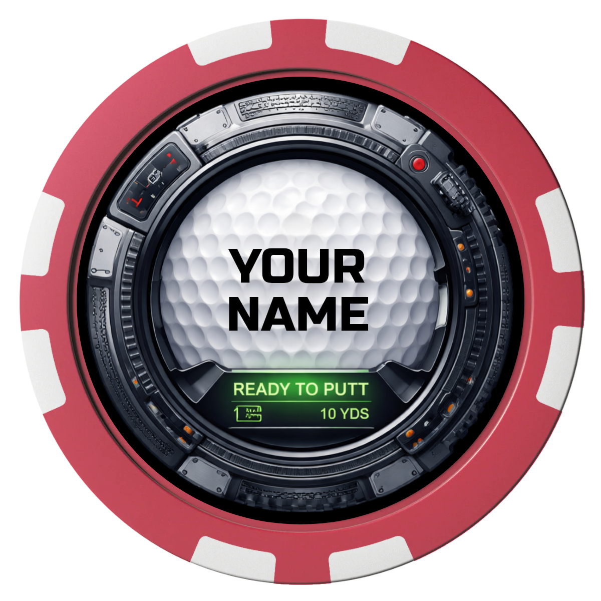 Auto Marked IV Composite Poker Chips - Red / 8 Stripe - Front