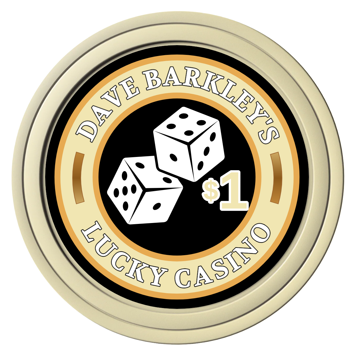 Dave's Lucky Casino Composite Poker Chips - Ivory / Solid - Front