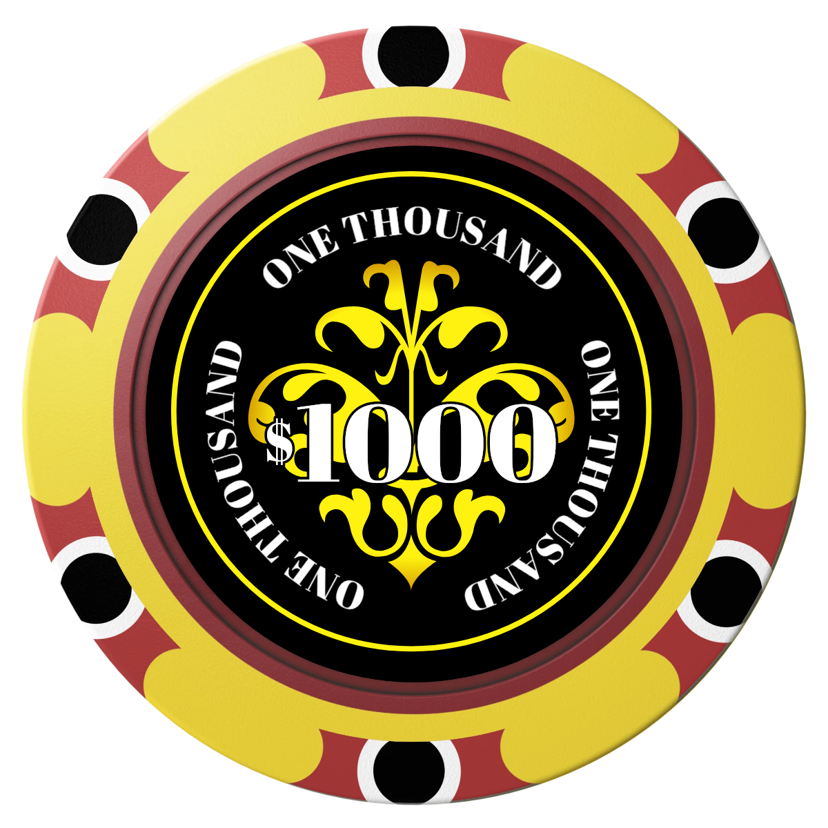 Gothic Revival Clay Poker Chips - Yellow / Monte Carlo / 40mm - Front