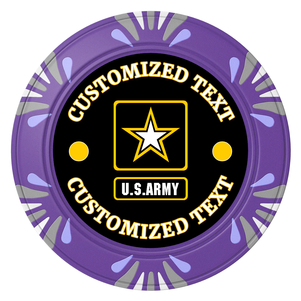 Army Strong Clay Poker Chips - Purple / Macau / 40mm - Front