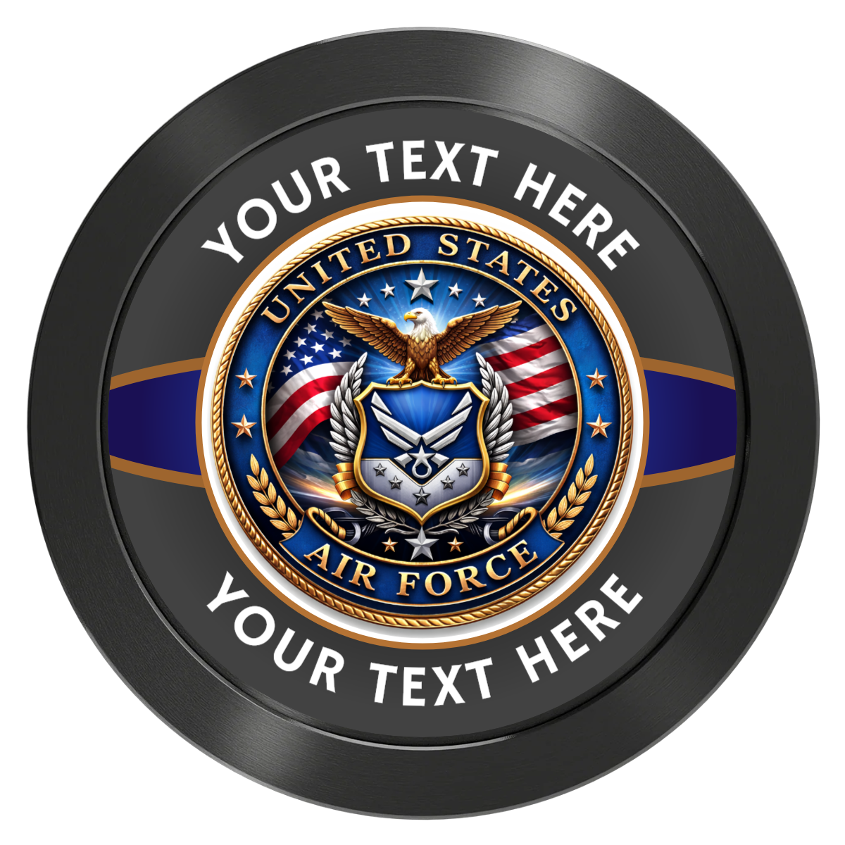 Air Force Aluminum Poker Chips - Black - Front