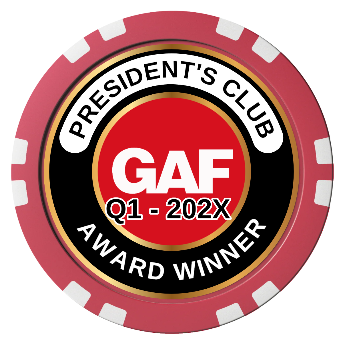 President's Club Composite Poker Chips - Red / Double Stripe - Front