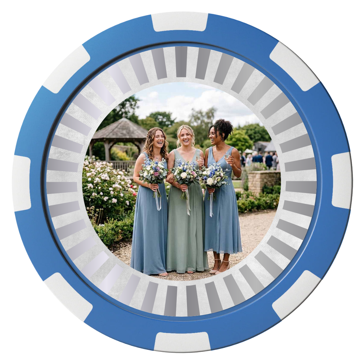 Be My Bridesmaid Simple Magnetic Composite Poker Chips - Blue / 8 Spot - Back