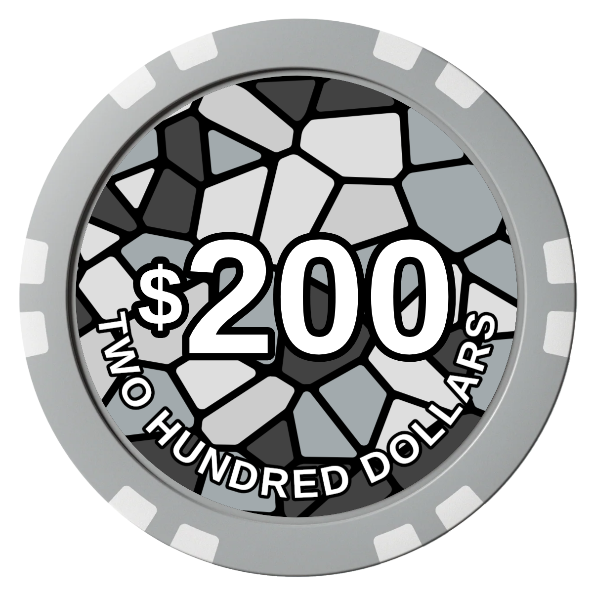 Stained Glass Composite Poker Chips - Gray / Double Stripe - Front