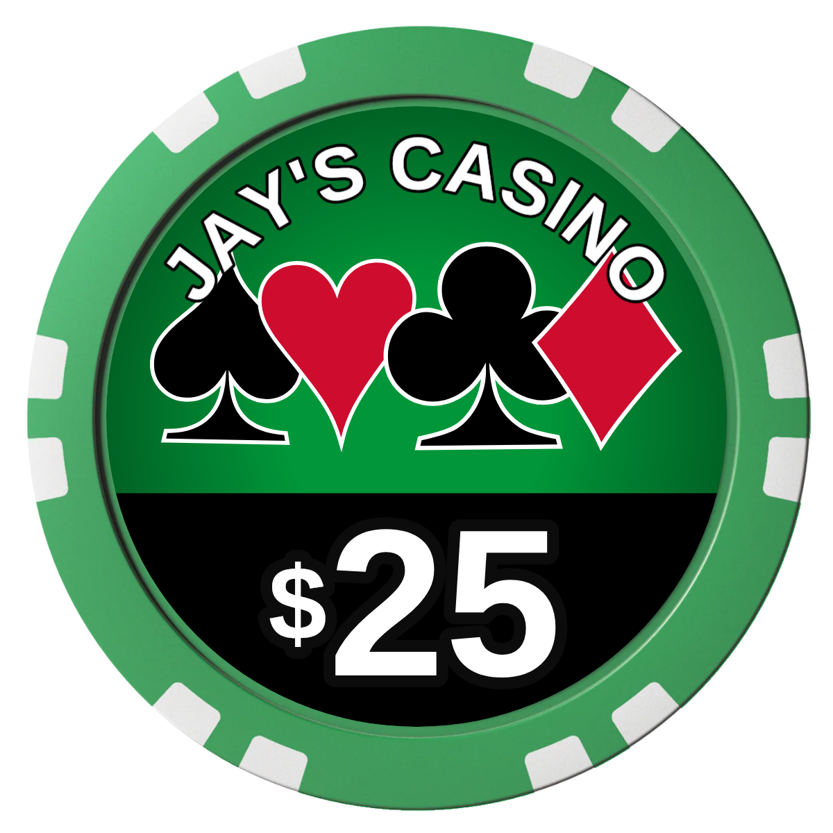 Jay's Casino Composite Poker Chips - Green / Double Stripe - Front