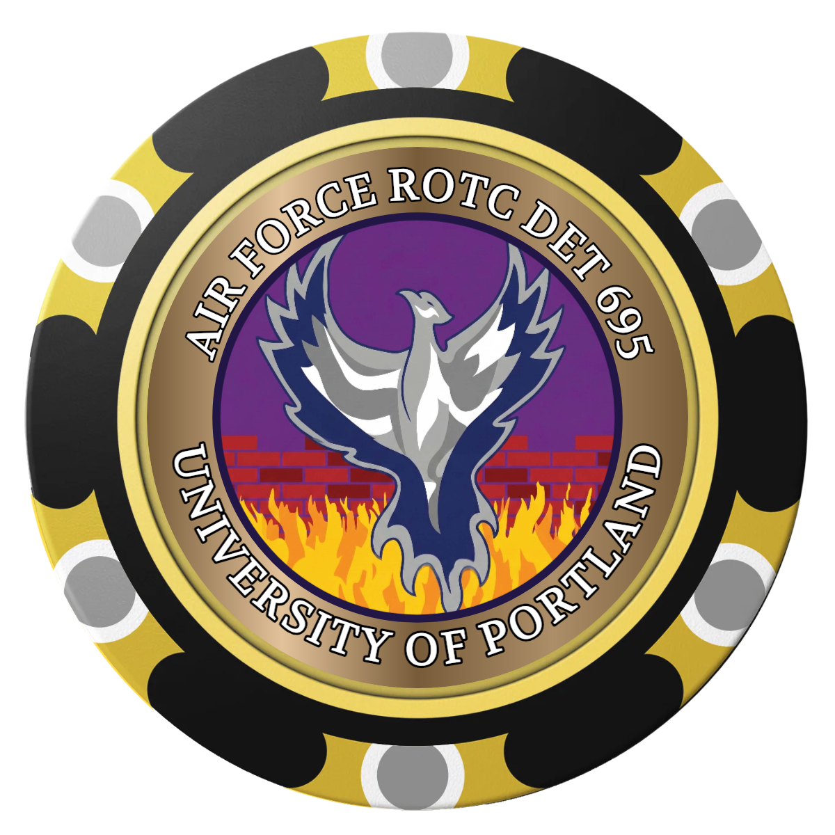 Air Force ROTC Det 695 Clay Poker Chips - Black / Monte Carlo / 40mm - Front
